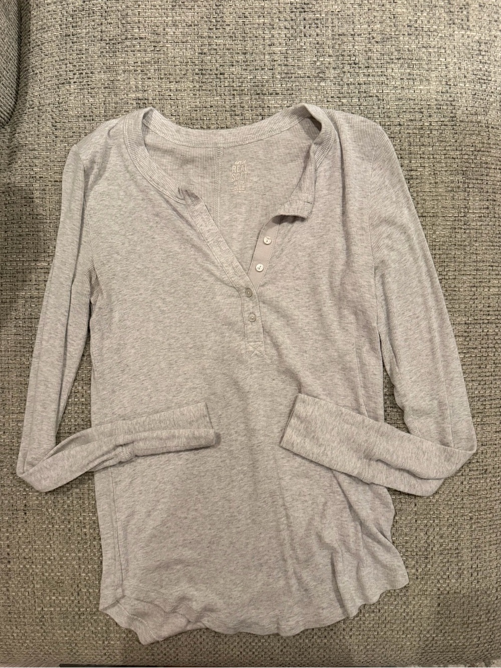 aerie Heather Gray Long Sleeve Henley Top